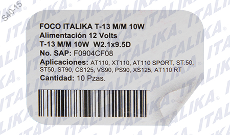 FOCO T-13 M/M  10W (CAJA 10 PIEZAS)