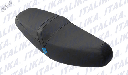 ASIENTO NEGRO ETIQUETA AZUL CIAN